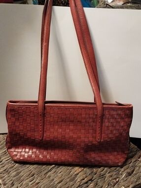 Fossil Woven Leather Shoulder Bag - Ladies Purse Brown